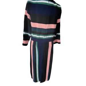 ELOQUII Striped Midi Dress Long Sleeve Black Pink Green White Navy Size 14